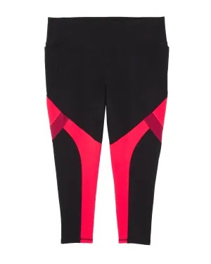 Edlin Cropped Colorbock Leggings | Black / Red