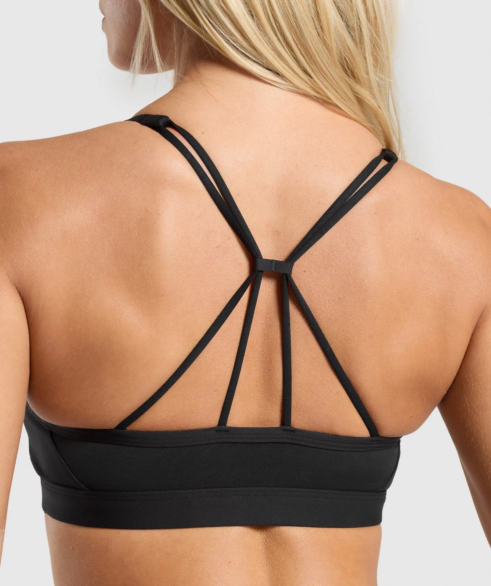 Gymshark Ruched Strappy Sports Bra - Black